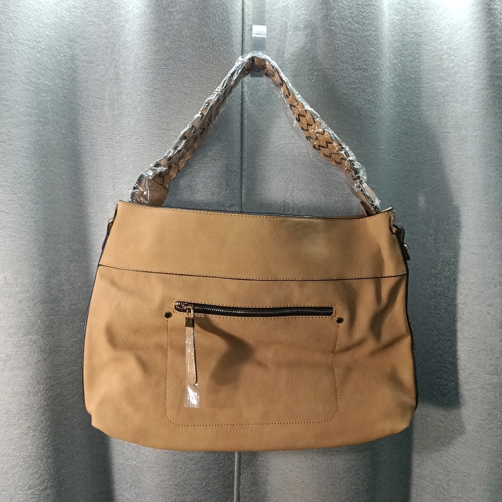 New Beige Braided Shoulder Bag